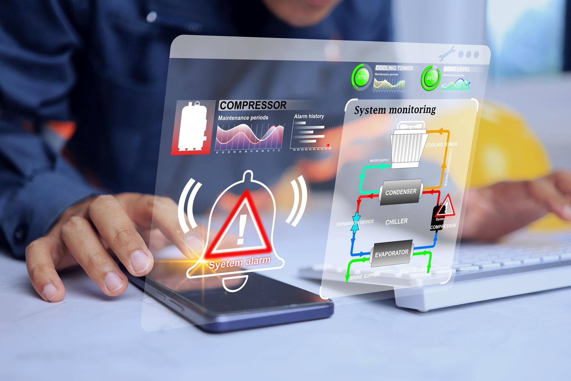 Digitale Alarmanzeige auf Systemüberwachung | Kanalsanierung

