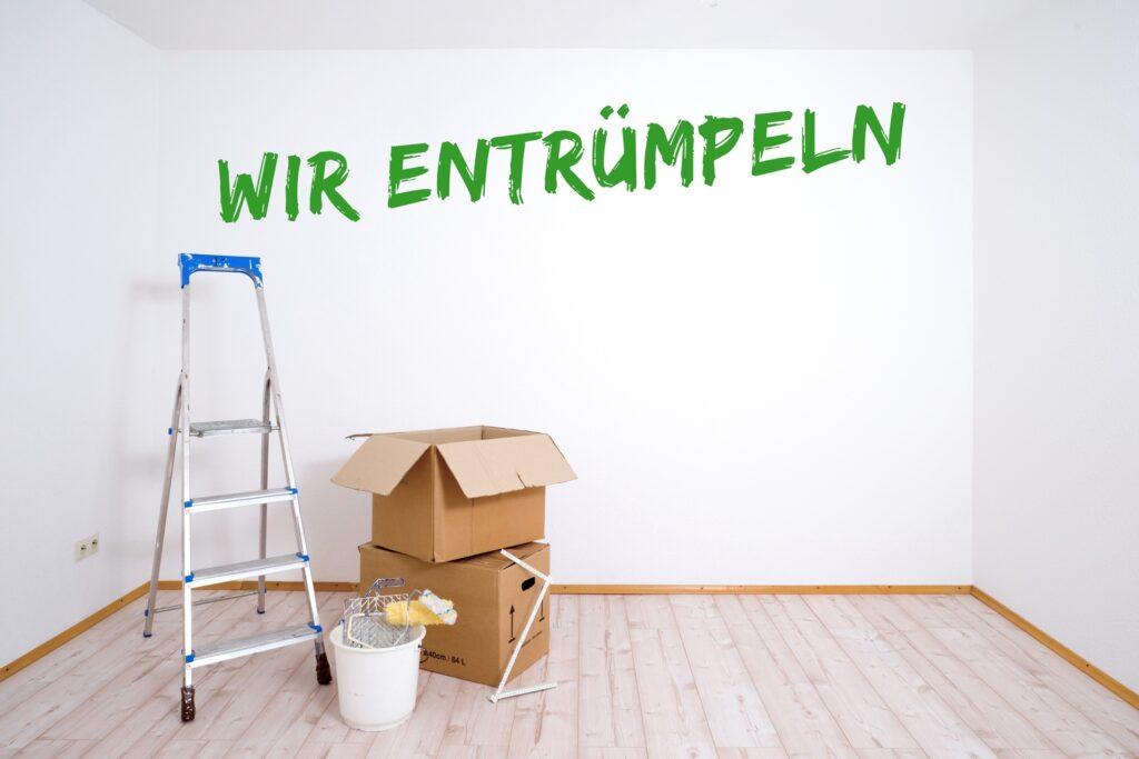 Leerer Raum mit Kartons und Leiter nach Arbeiten | Entrümpelung in Hamm